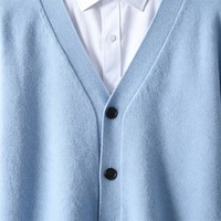 Cardigan en maille unie pour homme, col en V, manches longues, boutonné, épaisseur standard, personnalisable OEM/ODM