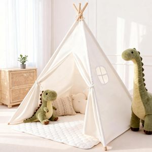 Tente d'angle de lecture pour tout-petits 100% tentes <span class=keywords><strong>Tipi</strong></span> en toile de coton tente <span class=keywords><strong>tipi</strong></span> intérieure pour enfants avec étoiles lumières LED - Product Image 6