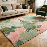 Tapis de Noël neutre imprimé sur mesure, lavable en machine, tapis marron géométrique avec arbre de Noël, antidérapant, pour salon