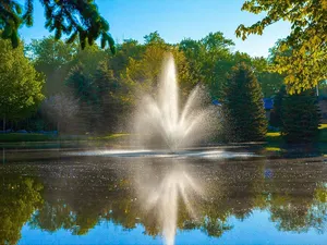 AWS einfache Wartung kleine Größe Led-Licht im Freien dekorativer Teichbrunnen Garten individueller Edelstahl-Musikbrunnen