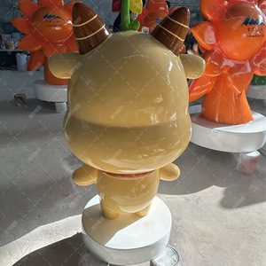 Sculpture de veau en fibre de verre pour décoration de jardin extérieur, figurine animale à poser au sol - Product Image 2