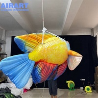 Modèle de poisson tropical jaune gonflable suspendu, ornements de poisson gonflables animaux marins imprimés en couleur
