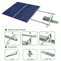 SunX-Tech Vente chaude Structures triangulaires fixes en aluminium pour toit plat Base en béton et poutre en L lestée Supports de panneaux solaires trépieds