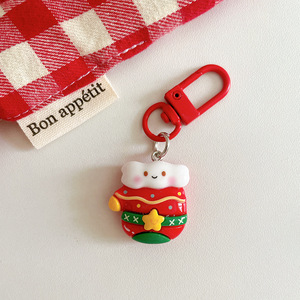 Cartoon Christmas Red Resin Keychain: Cute Santa Claus Doll <b>Bouquet</b> Keychain with Accessories and Gift <b>Box</b> Decoration - Product Image 6