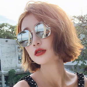 Oval Frame Women Sunglasses Metal Half Frame Dazzling Black Lens Outdoor Sports Artistic Retro Style - Product Image 2