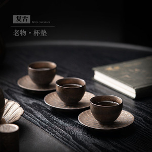 Sous-verres en céramique rétro avec motif floral, isolation thermique pour tasses à thé, fabriqués à Dehua - Product Image 3