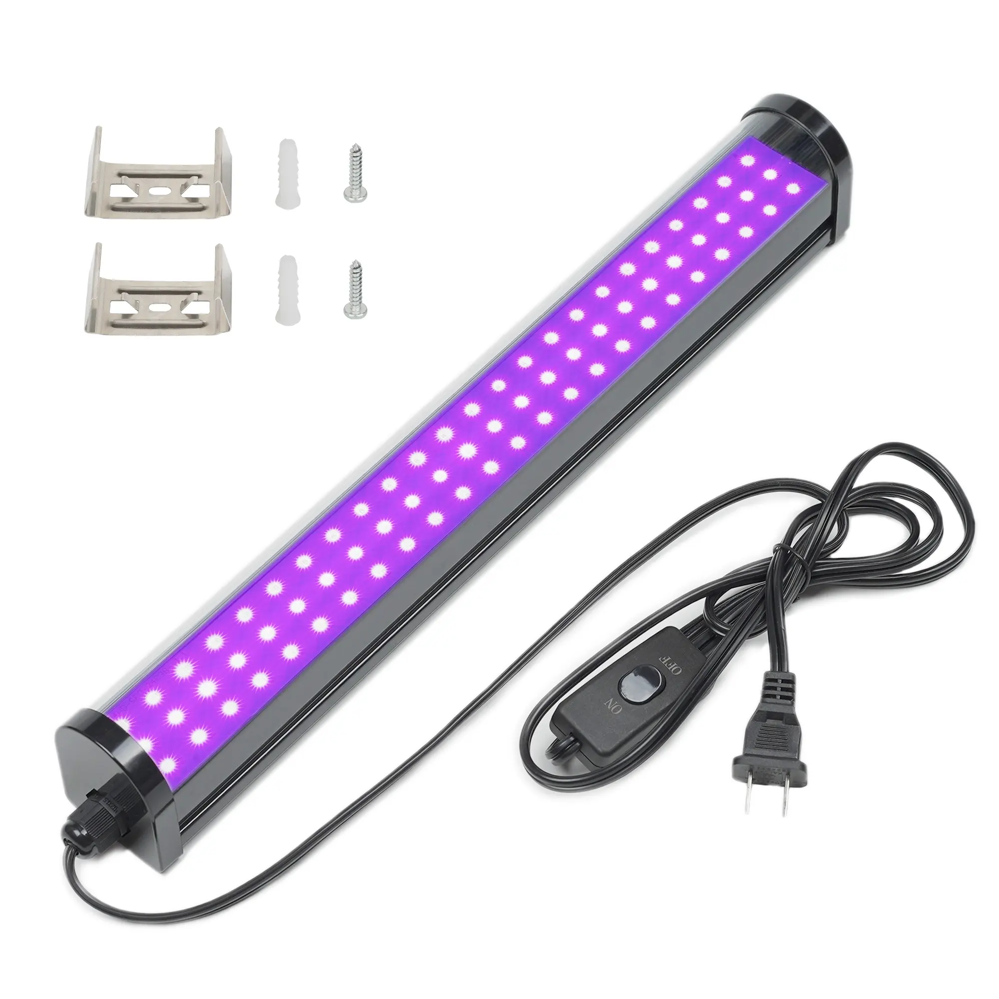 LED siyah ışık çubuğu 25W 1.3ft yükseltilmiş UV LED Blacklight lambası 5ft kablosu