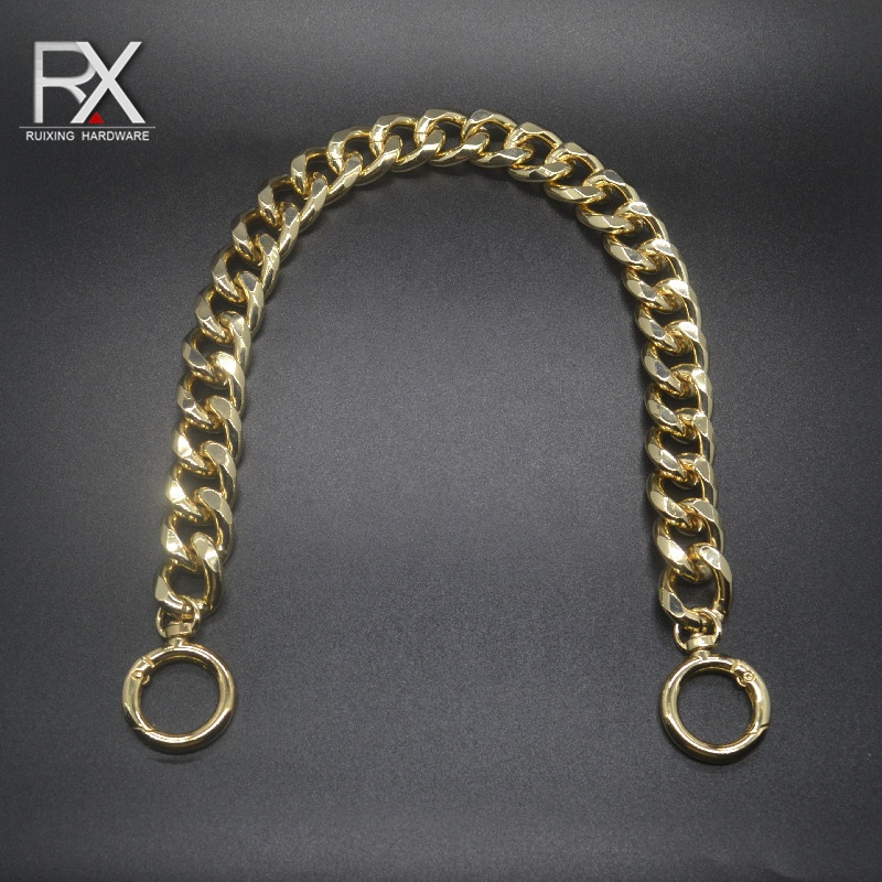 custom metal thick aluminum chain strap dog clasp with Spring circle buckle Dog collar chain for handbag strap dog leash chain