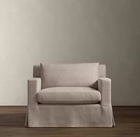 Baumwoll- und Leinen-Sofa im Französischen Landhausstil – RH Waschbarer Stoff für Wohnzimmer, Apartments und Hotels