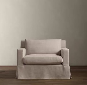 Sofá de algodón y lino en estilo <span class=keywords><strong>vintage</strong></span> de campo francés-Tela lavable RH para sala de estar, apartamento, hotel y habitaciones de hotel. - Product Image 3