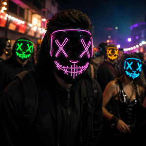 <span class=keywords><strong>Masque</strong></span> de fête lumineux <span class=keywords><strong>Halloween</strong></span> 2026 en promotion – Masques LED <span class=keywords><strong>Halloween</strong></span> à lettres noires avec visage effrayant et sang - Product Image 2