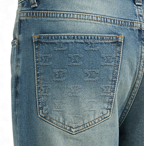 بنطلون جينز رجالي بالجملة من المصنع، تصميم عتيق مغسول باللون الأزرق، بقصة فضفاضة وأرجل واسعة وخصر منخفض، جينز رجالي بتصميم مخصص - Product Image 5