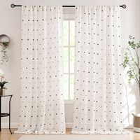 COSENNATUR Rideau Voilage Jacquard en Fil Bonbon 1 Pièce 100% Polyester 110gsm Noir Gris à Pois avec Passe-Tringle pour Salon Vente en Gros