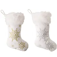 2022 Hot Sell Stockings White Stamping Gold Snowflake Xmas Ornaments Christmas Pendant Christmas Tree Decorations Gift Socks