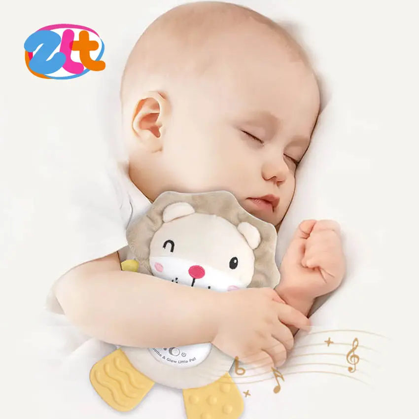 Baby plush animals toys cartoon soother teether soothe stuffed & plush toy animal with sound and light