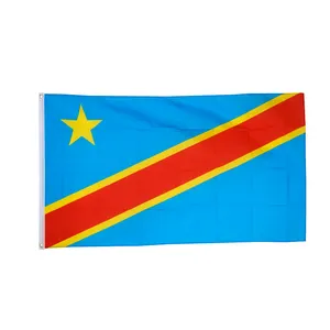 Aangepaste 3X5 Polyester Stof Afdrukken Campagne Congo Kinshasa Democratische Republiek Congo Vlag