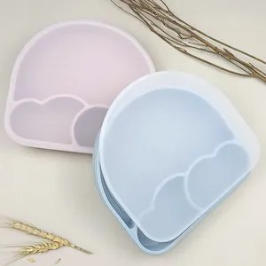 LOW MOQ Hochwertiger BPA-freier Teller für Kleinkinder mit Saug-Silikon wolke Baby Bowl Fütterung platte Geschirr