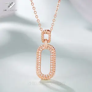 新款魅力饰品直销18k纯金饰品情感互锁天然钻石项链