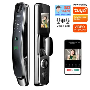 Electric Biometric Fingerprint Face Recognition Smart Door Lock Tuya WiFi Intercom for Gate Wooden Doors