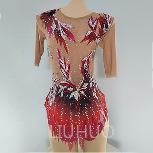 LIUHUO Robe de patinage <span class=keywords><strong>artistique</strong></span> Femmes Filles Patinage sur <span class=keywords><strong>glace</strong></span> Performance Couleur rouge Justaucorps de danse Costume <span class=keywords><strong>artistique</strong></span> - Product Image 2