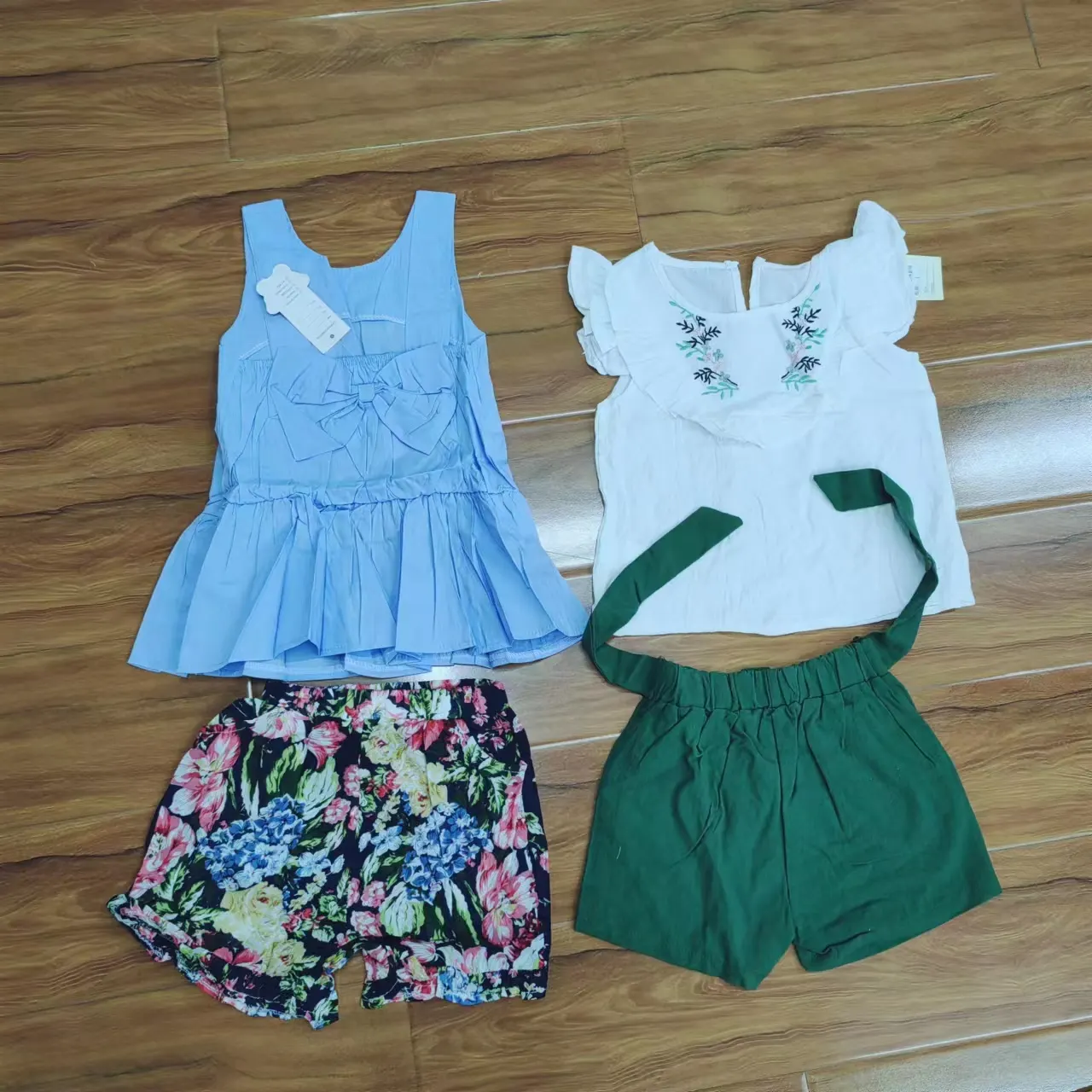 Girls' suit new Korean children's summer clothes Western style fashionable thin cotton two-piece suit