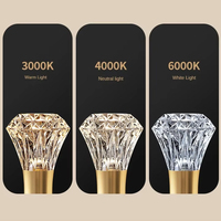 Ampoule LED en Cristal Artistique Remplaçable Plafond E27 E14 5W en Aluminium Acrylique, Température Trois Couleurs pour Intérieur