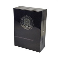 Boîte à vin en bois haute brillance avec insert en velours, charnière métallique et fermeture à pression, logo personnalisé pour bouteille de vin ou spiritueux, emballage cadeau d'entreprise ou de festival