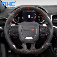 Volant de direction en fibre de carbone véritable à fond plat, vente en gros d'usine, pour Dodge Charger Challenger 2015 2016 2017 2018 2019 2020 OHC