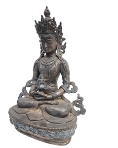 Estatua de Buda Amitabha, Decoración para el Hogar, Hecha a Mano, Figura Budista de Latón de Alta Calidad, Escultura Religiosa de Metal, India - Product Image 1