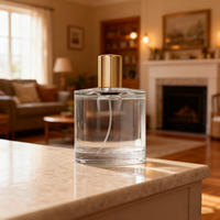 Venta al por Mayor de Botellas de Perfume de Vidrio Vacías de Lujo de 50 ml y 100 ml, Cilíndricas, Recargables para Damas, con Tapas Metálicas y Serigrafía