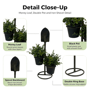 SanBao Artesanías - Plantas Artificiales Ecológicas y Duraderas de 35 cm de Altura con Soporte de Hierro para Dos Macetas, Decoración para Hogar, Jardín y Bodas - Product Image 2