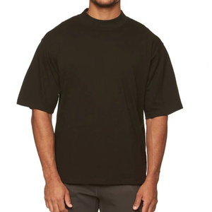 Camiseta Extra Grande de Corte Cuadrado, 100% Algodón, para Hombre, Hombros Caídos, Estilo Urbano, Logotipo Personalizado, Cuello Redondo Simulado, Camiseta Corta Lisa para Hombre - Product Image 1