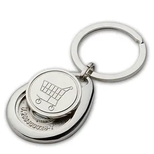 Özel Logo kolye boş jetonu Euro alışveriş arabası anahtarlık kabartmalı sikke tutucu anahtarlık gravür toplu Metal için OEM
