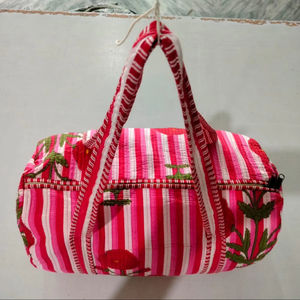 Bolsa de Viaje de Fin de Semana de Lujo Hecha a Mano, con Estampado de Bloques de Algodón, Acolchada, de Gran Capacidad, Resistente, para Deportes, Viajes, Gimnasio, Yoga - Product Image 1