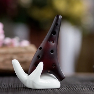 Chinese Blue and White Floral Crack Glaze 12-Hole SC Mini Ceramic Ocarina Portable Pocket Wind Instrument For <b>Music</b> Student - Product Image 3