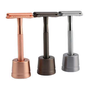 Fabricação profissional Eco-Friendly Safety <span class=keywords><strong>Razor</strong></span> <span class=keywords><strong>Double</strong></span>-<span class=keywords><strong>Edge</strong></span> Metal com alça natural durável para uso facial - Product Image 1