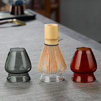 Support en verre coloré transparent pour fouet à matcha, support de séchage pour fouet en bambou, présentoir de comptoir pour bar à thé, vente en gros