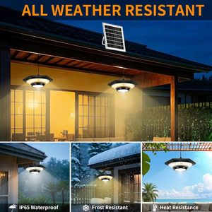 Lampe suspendue à détecteur de mouvement 228 LED, intérieur/extérieur, IP65, étanche, alimentée par énergie solaire, pour bar, gazebo, garage, maison, jardin - Product Image 5