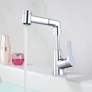 Modern Single Hole Single Handle Brass Basin Faucet with Adjustable Height, High Bathroom Gym Faucet Two Function - Product Image 1
