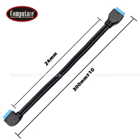 Cable de Extensión de Conector de Placa Base de PVC Negro IDC de 20 Pines en Ángulo Recto de 90°, 300 mm, 5,6 mm, con Conectores USB 3.0 para Ordenador
