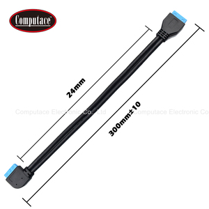 Câble IDC noir 20 broches 90° °   Angle droit à 180 degrés °   Câble d'extension de connecteur de carte mère droit de 300 mm, câble de données USB 3.0 pour panneau avant interne - Product Image 5