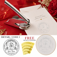 Timbres à embosser en métal personnalisés avec noms et motifs – pour le bureau, les cadeaux de mariage, les décorations de table et les embellissements d'invitations