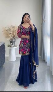 Lancement du nouveau look Designer Party Wear New Top-Plazzo and Dupatta With Heavy Embroidery Sequence Work Quality trending - Product Image 4