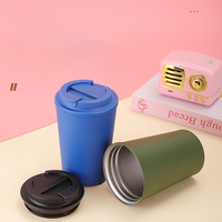 Couvercle rabattable 8oz 12 oz tasses réutilisables tasse à café sous vide isolée en acier inoxydable pour les cadeaux de bureau à domicile