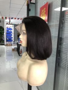 Perruques de cheveux humains Bob lisses à double tirage Perruque frontale en dentelle pour femmes Prix de gros d'usine Noir naturel 8-14 pouces en stock 13*4 - Product Image 2