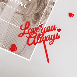 Adorno Acrílico para Pastel de San Valentín con Diseño de Corazón Rojo y Dorado, con la Frase 'Honey And Sweetness Love You Always' - Product Image 4