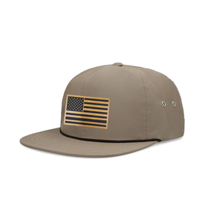 หมวกกีฬาปรับได้หมวกกีฬาแบบมีสายปรับได้สำหรับทุกเพศกันน้ำธงอเมริกันปักโลโก้6แผงปีกแบน - Product Image 6