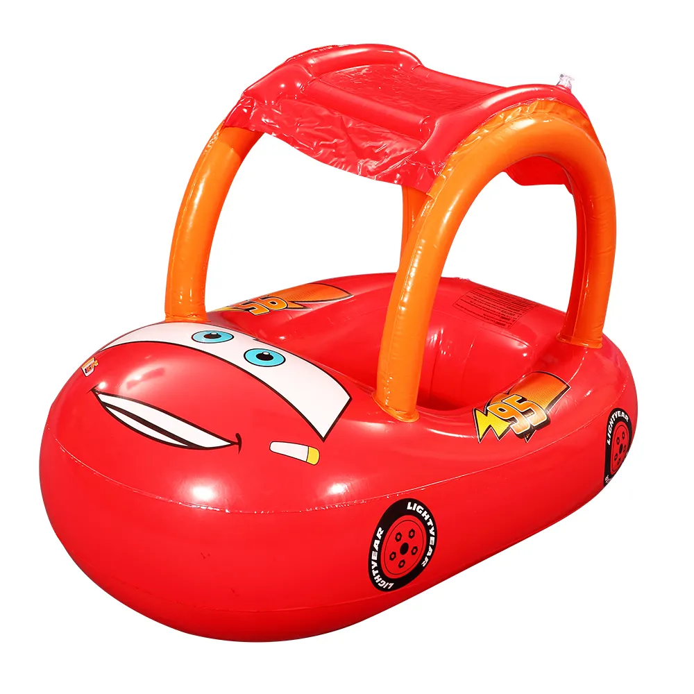 car shape inflatable baby swimming pool float seat with canopy OEM ODM Safety Shaped Baby Swimming Float
