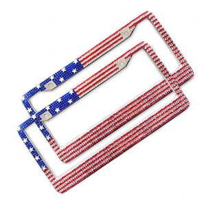 Rainbow Fashion Usa Colorful Bling Crystal Rhinestone Car Number Plate <b>Frame</b> - Product Image 3