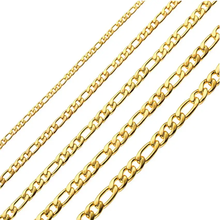 Фигаро цепи ожерелье 4 мм 8,5 мм нержавеющая сталь Фигаро звено цепи для мужчин и женщин с покрытием из настоящего золота 18 К